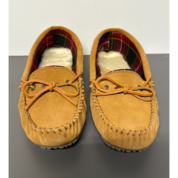 Old Friend Shoes - Old Friend Footwear "Kelly" Suede Leather Moccasin Slippers 11 M Faux Fur Lined